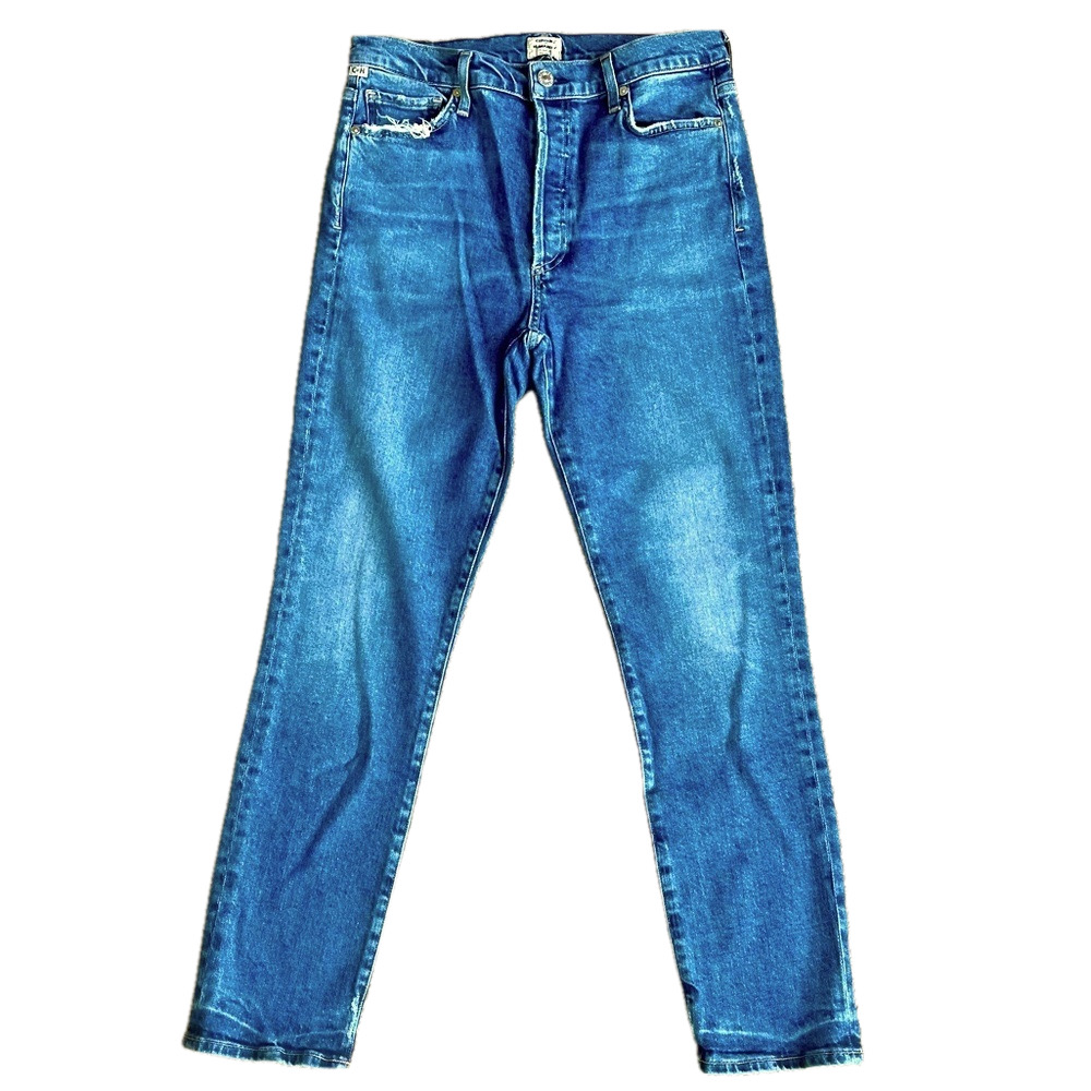 Citizens of Humanity Olivia Slim High Rise Ankle Distressed Button Fly Jeans 27